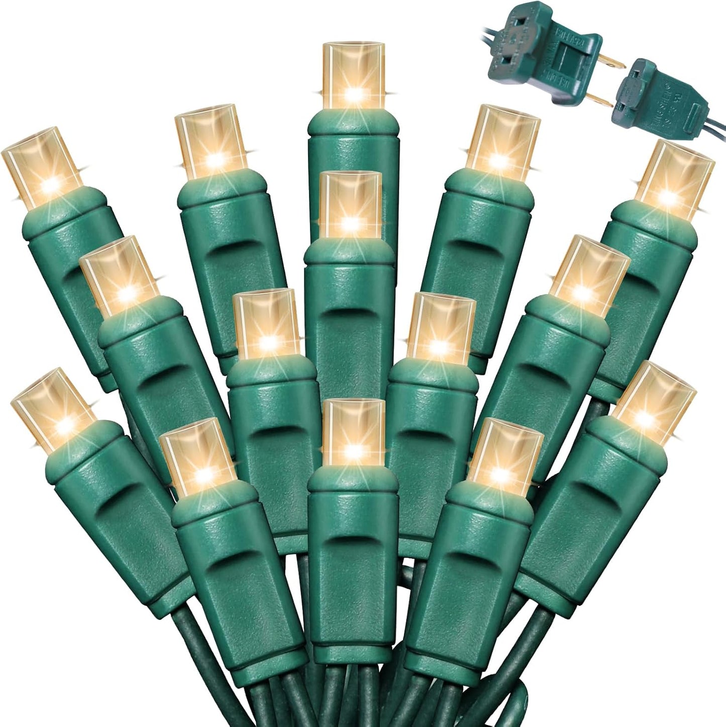 600LED (12pk of 50L) String Lights,Twinkle, LED Christmas Lights, 6" SPACING,Green Wire,Warm White