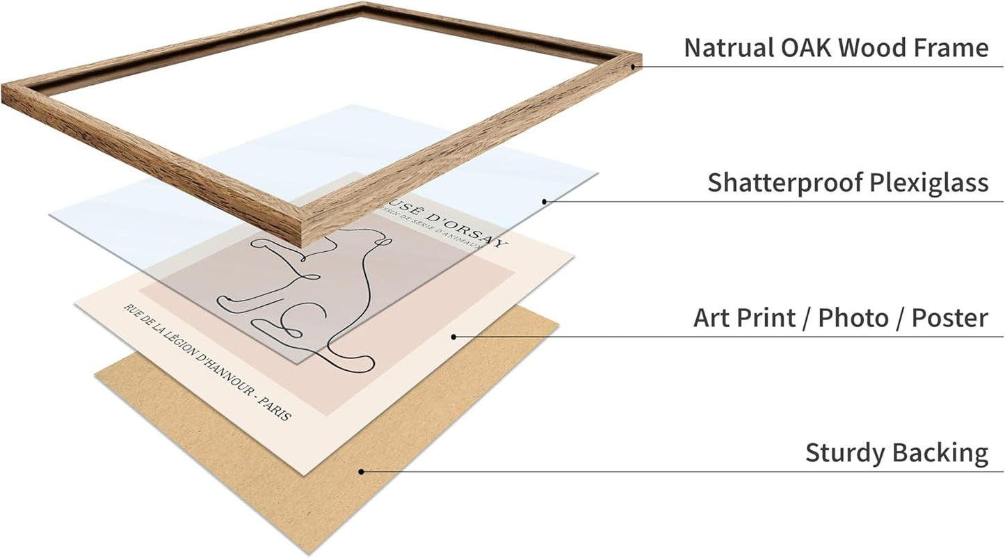Poster Master Vintage Poster - Retro One Line Dog Drawing Print - Dog Art - Minimal Gift for Men, Women, Animal Lover - Abstract Wall Decor for Home, Office, Bedroom, 8x10 Beige Framed