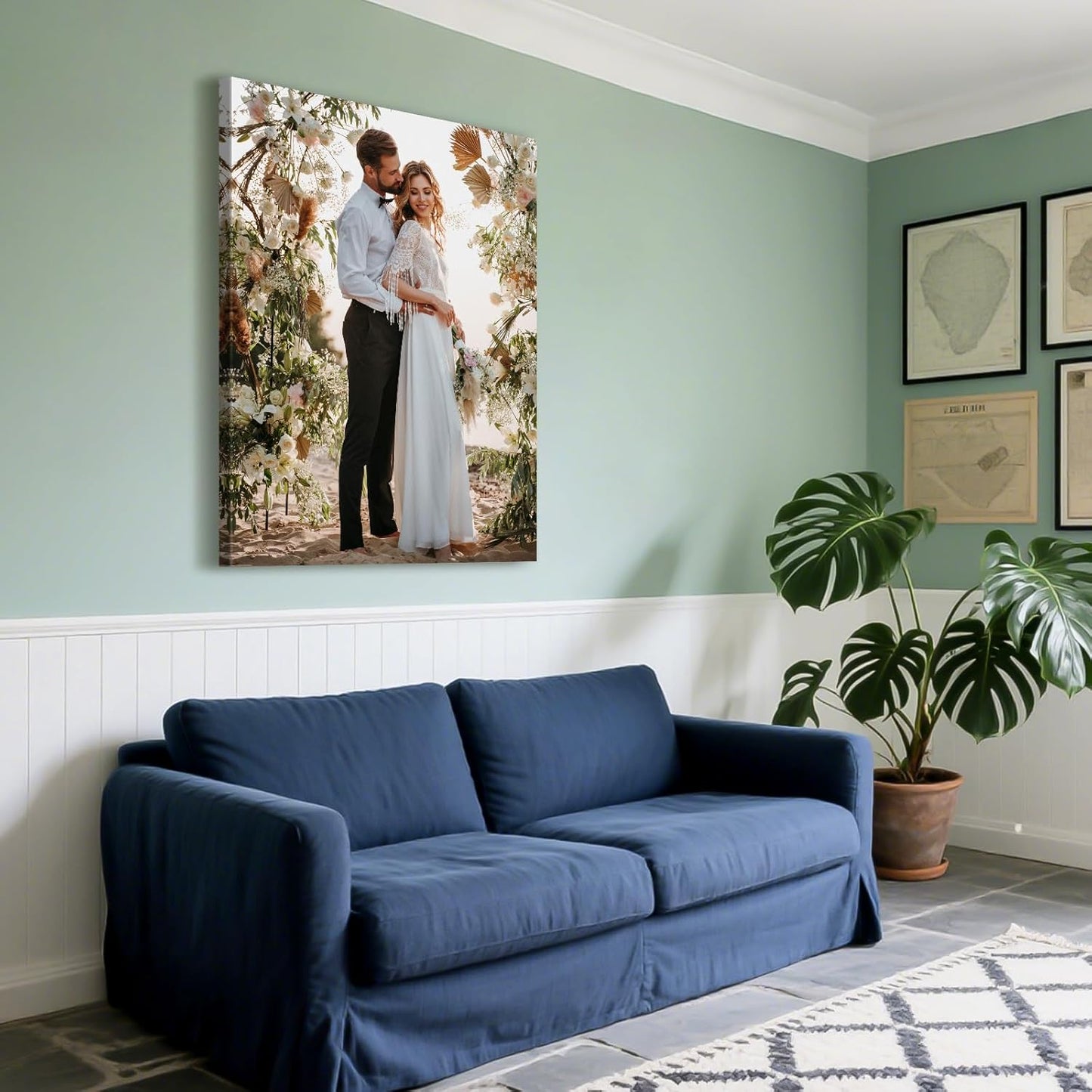 Custom Canvas Prints with Your Photos - Personalized Pictures Print, Customized Photo Gifts, Wall Art Poster Canvas Printing for Wedding, Family, Baby, Pets, Home Office Decor, Wrapped Frame