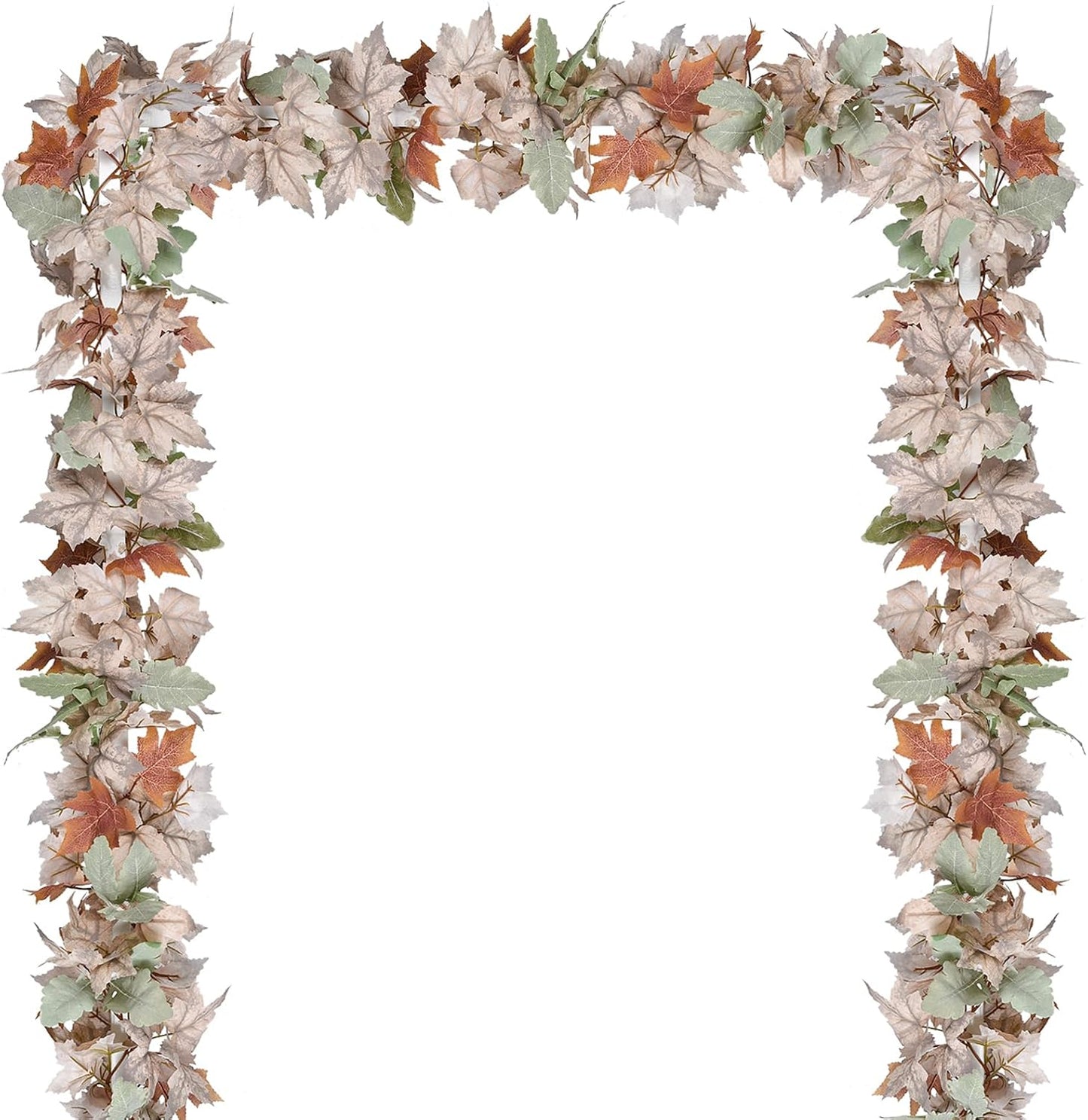 Lvydec 2 Pack Fall Maple Garland - 5.9ft/Piece White Artificial Fall Foliage Garland Colorful Autumn Decor for Home Wedding Party