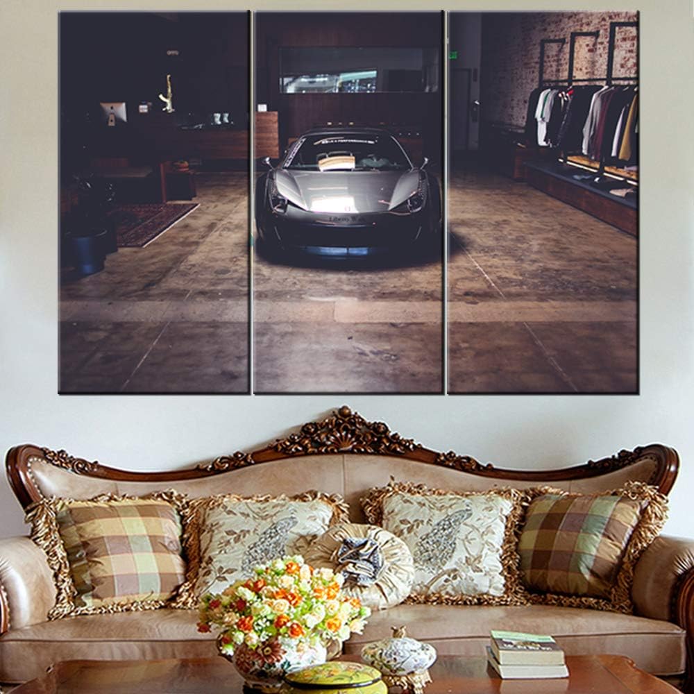 3 Piece Wall Art Wide Angle Shot of Sports Car Painting The Picture Print On Canvas Car Pictures for Home Decor Decoration Gift Piece Stretched by Wooden Frame,Ready to Hang - 40 x 20inch x 3 panels