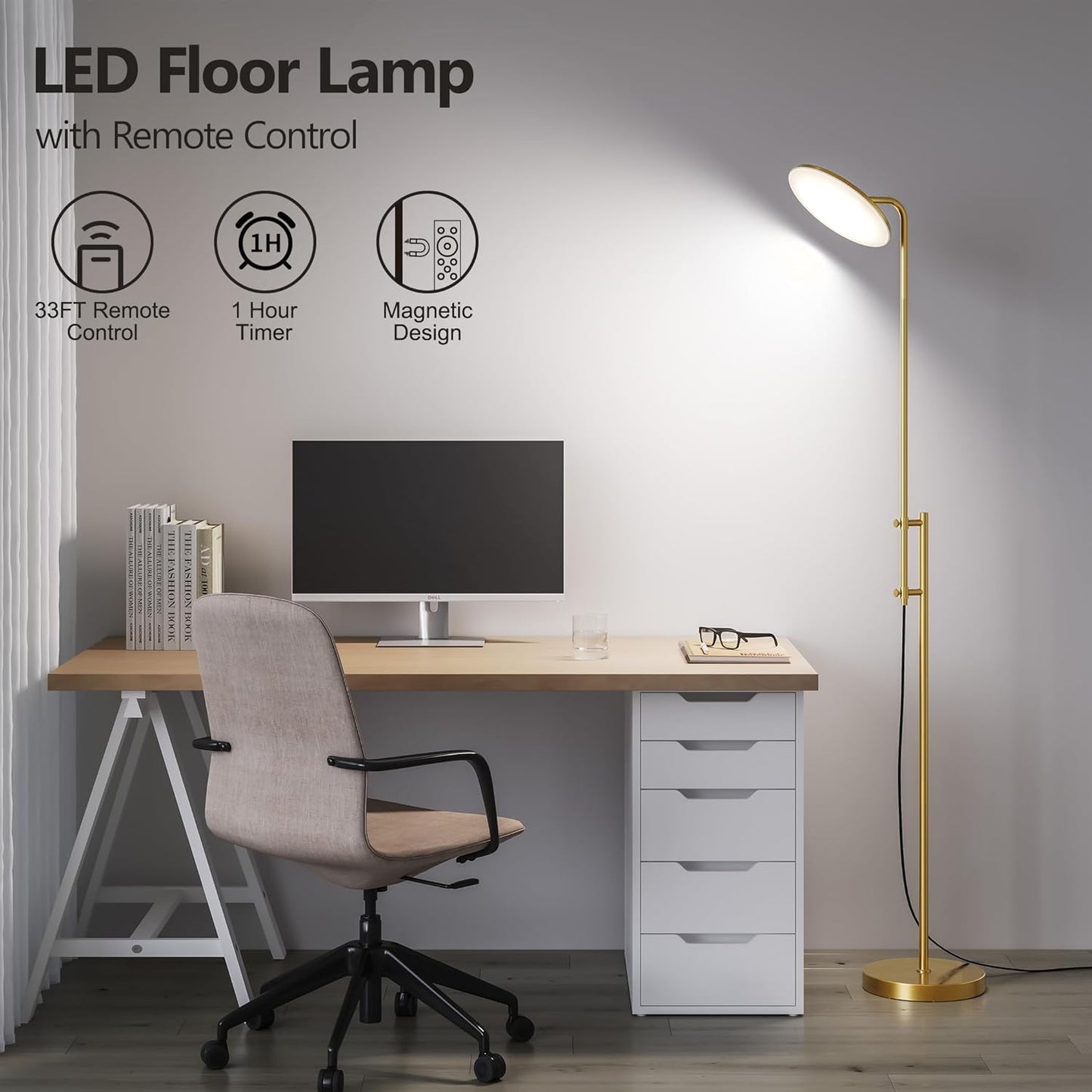 SUNMORY 32W/3000LM Floor Lamps, Super Bright LED Standing Lamp with Remote Control, Adjustable Tall Lamp with 350°Rotating Head, Modern Dimmable Torchiere Corner Lamp for Living Room, Bedroom, Office