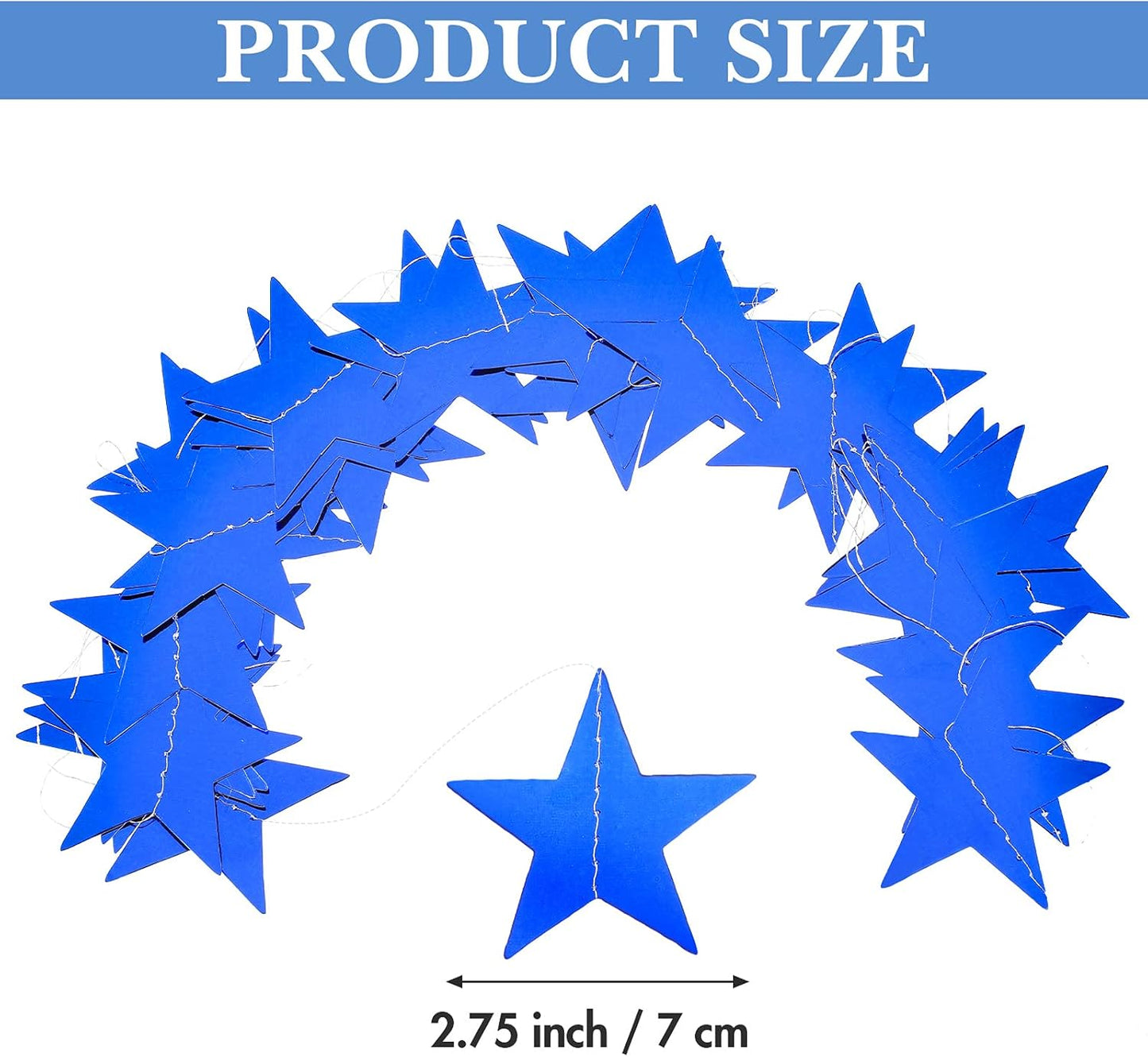Patelai Glitter Star Garland Banner Decor 130 Feet Star Hanging Bunting Banner Twinkle Backdrop for Homecoming Classroom Wedding Birthday Halloween Christmas Party Supplies(Royal Blue)