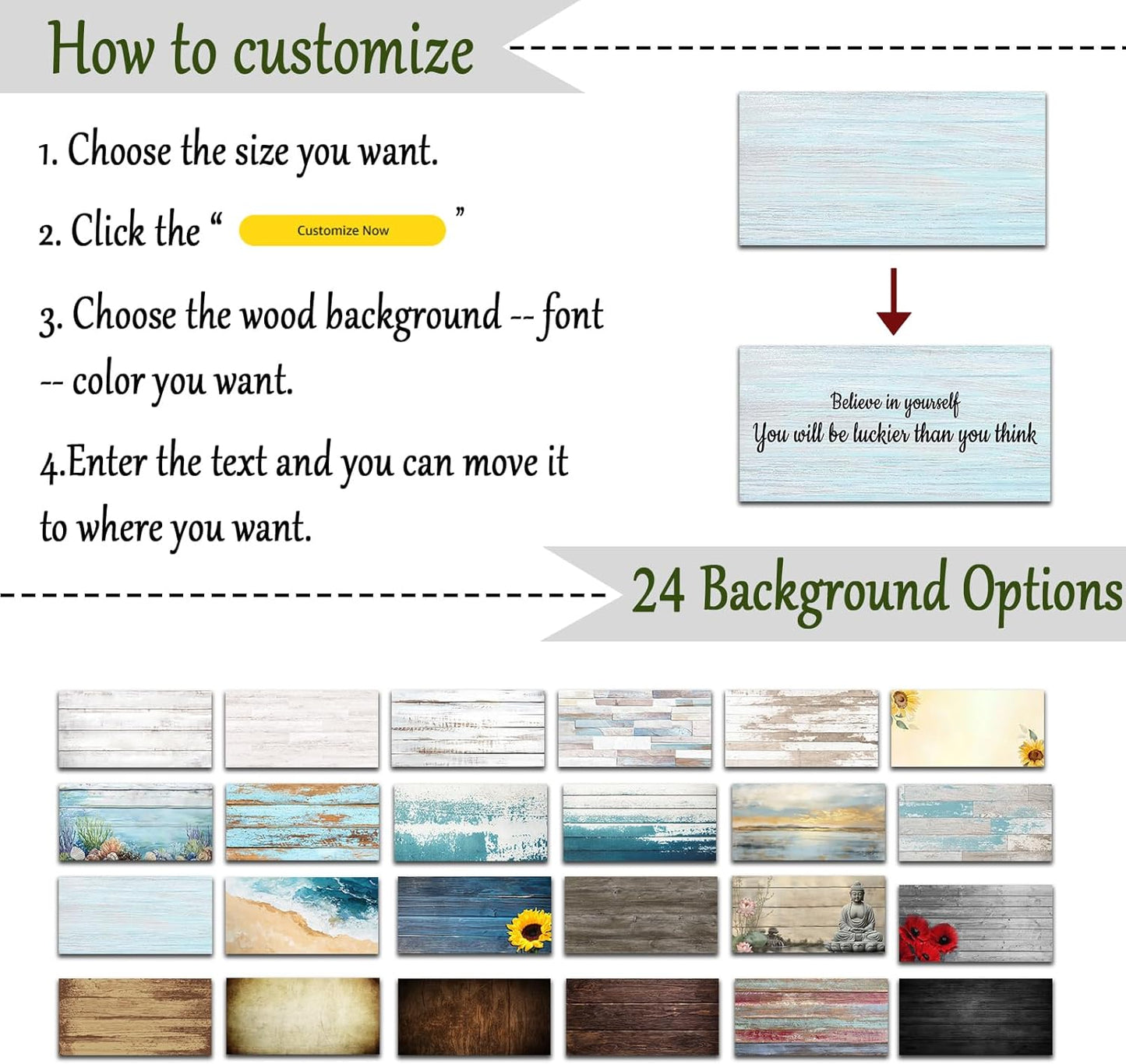 CHAOSETKEN Custom Text Sign Wall Art Personalized Family Quote Wall Decor Family Sign Canvas Prints Customized Wood Text Quote Pictures Rustic Farmhouse Decor Framed (16L x 8W)