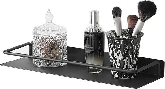 JOOM Metal Wall Floating Shelf - Metal Wall Shelf, Black Floating Shelf, Small Bathroom Shelf, (Black, 8Inch)