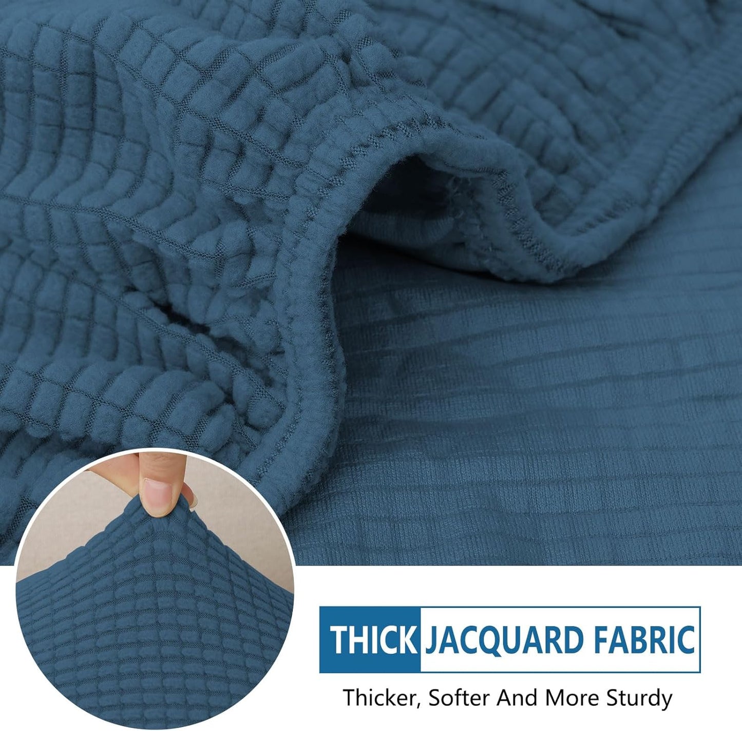 hyha Waterproof Couch Cushion Covers for Pets, Non Slip Sofa Seat Cover for Dogs Washable, Soft Thick Stretch Jacquard Fabric, Sofa Slipcovers with Elastic Bottom (2 Pieces, Blue)