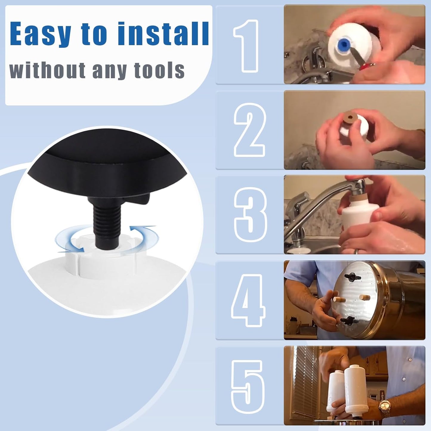 Water Filter Replacement Compatible with Berkeyy Black Filters & PF 2 Fluoride Filters Gravity Water Filter System by NSF/ANSI 42 Certified, 2 Packs Combo water filtration replacement