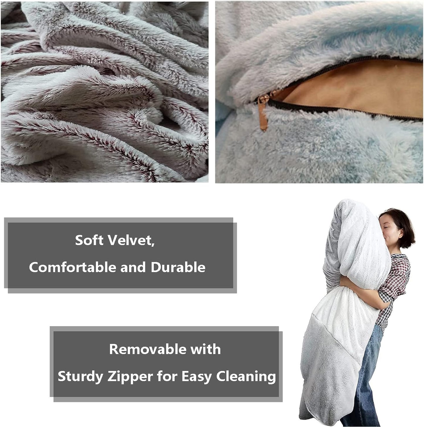 Big Huge Giant Bean Bag Chair for Adults, (No Filler) Bean Bag Chairs in Multiple Sizes and Colors Giant Foam-Filling Required- Machine Washable Covers, Double Stitched Seams (Khaki,6FT)