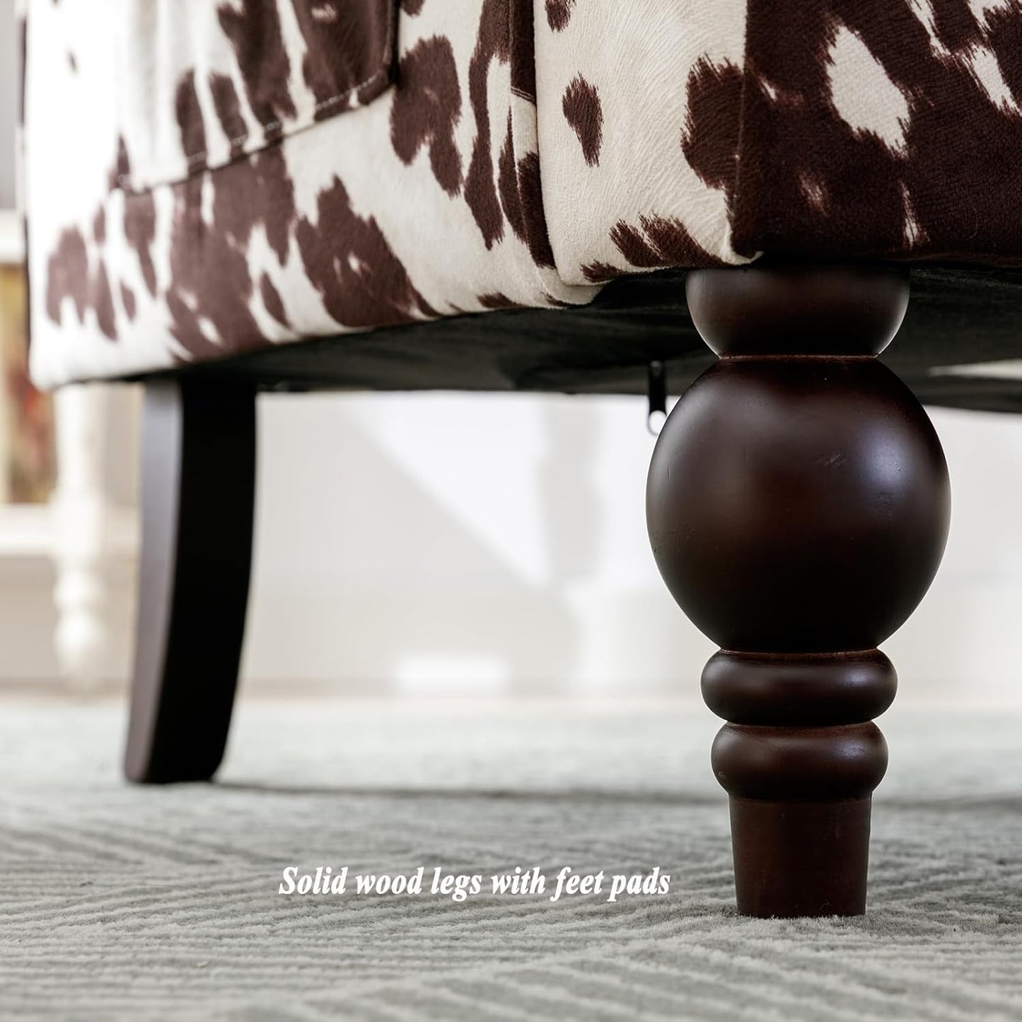 DUOMAY Tufted Accent Chair, Modern Upholstered Wingback Side Arm Chair for Living Room Bedroom with Wood Legs, Comfy Reading Guest Chair for Office, Milk Cow/Brown