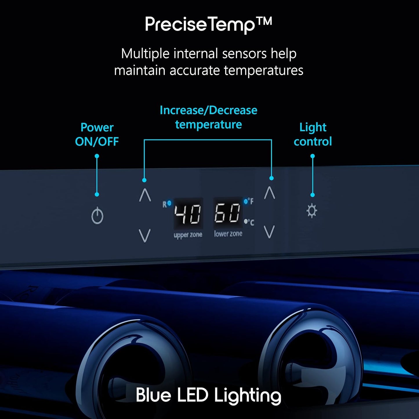 Zephyr BWN24C02AG Brisas 24 Inch Wide 46 Bottle Capacity Built-In or Freestanding Wine Cooler with Dual-Pane Door - Stainless Steel
