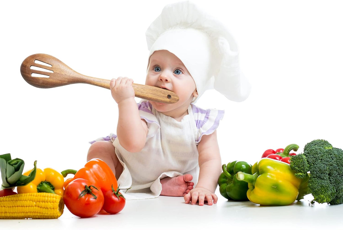 Acacia Wooden Spoons for Cooking: 5-Piece Kitchen & Cooking Utensils Set - Wooden Spatula, Slotted & Pasta Spoon - Essential Wooden Utensil Set