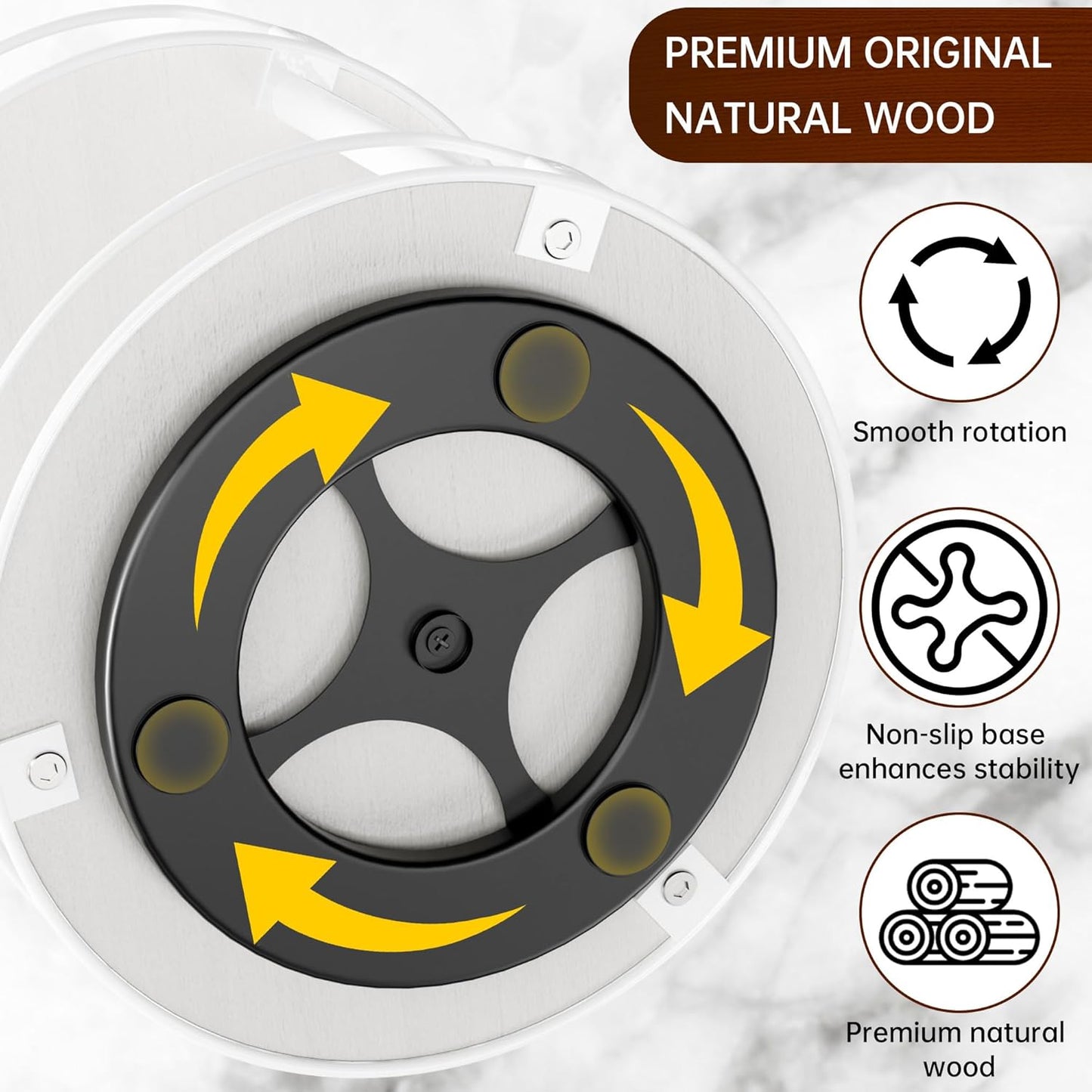 Lazy Susan Organizer 2 Tier - 9.2" Turntable Spice Rack for Table Top, Wooden Rotating Lazy Susan for Cabinet Pantry Kitchen Countertop Dining Table Cupboard Bathroom Vanity Storage(White)