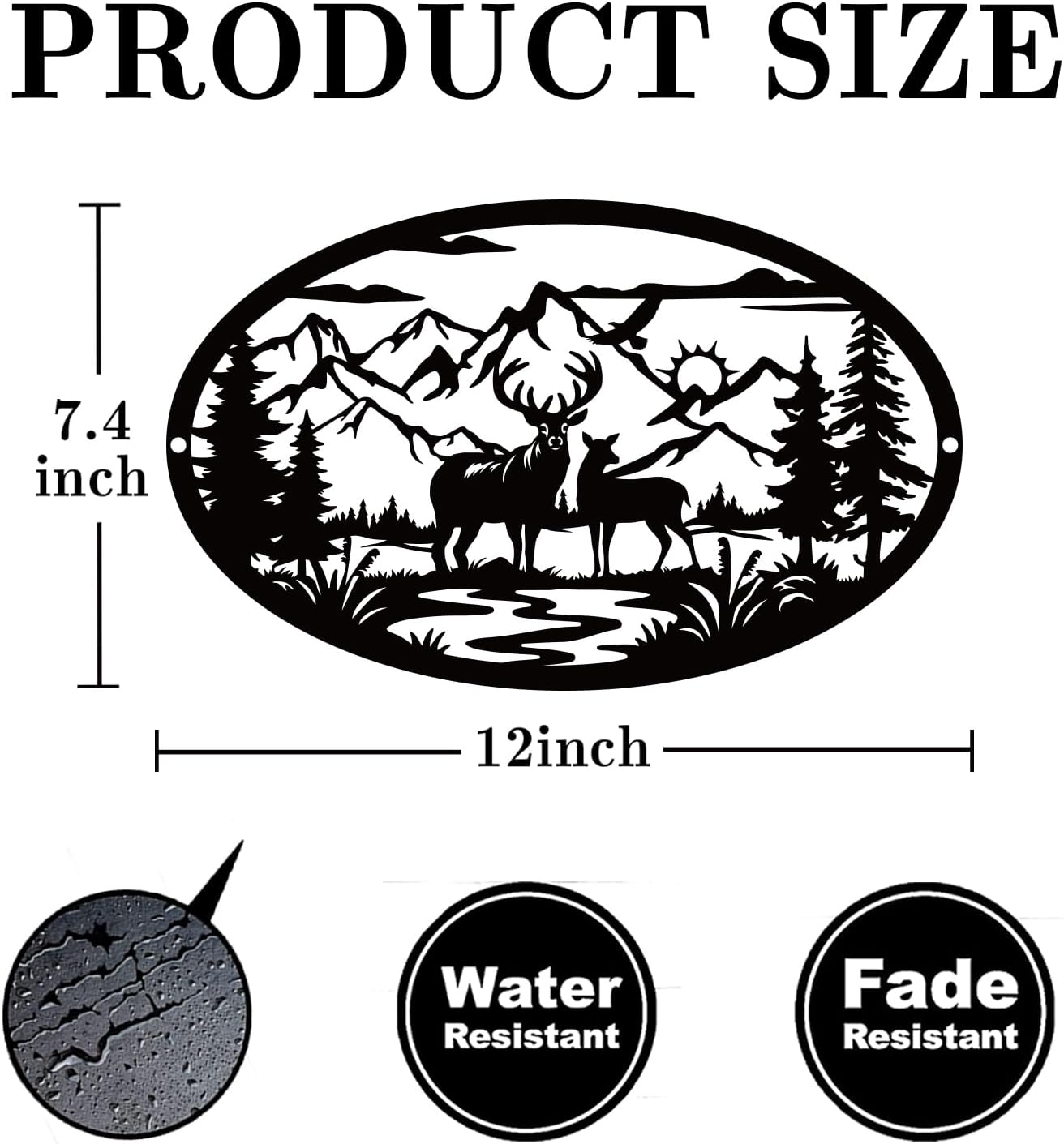 Rustic Metal Deer Cabin Sign, Christmas Gift for Living Room,Welcome Sign, Deer Outdoor Metal Wall Art, Great Gift for Hunters, Cabin Deco