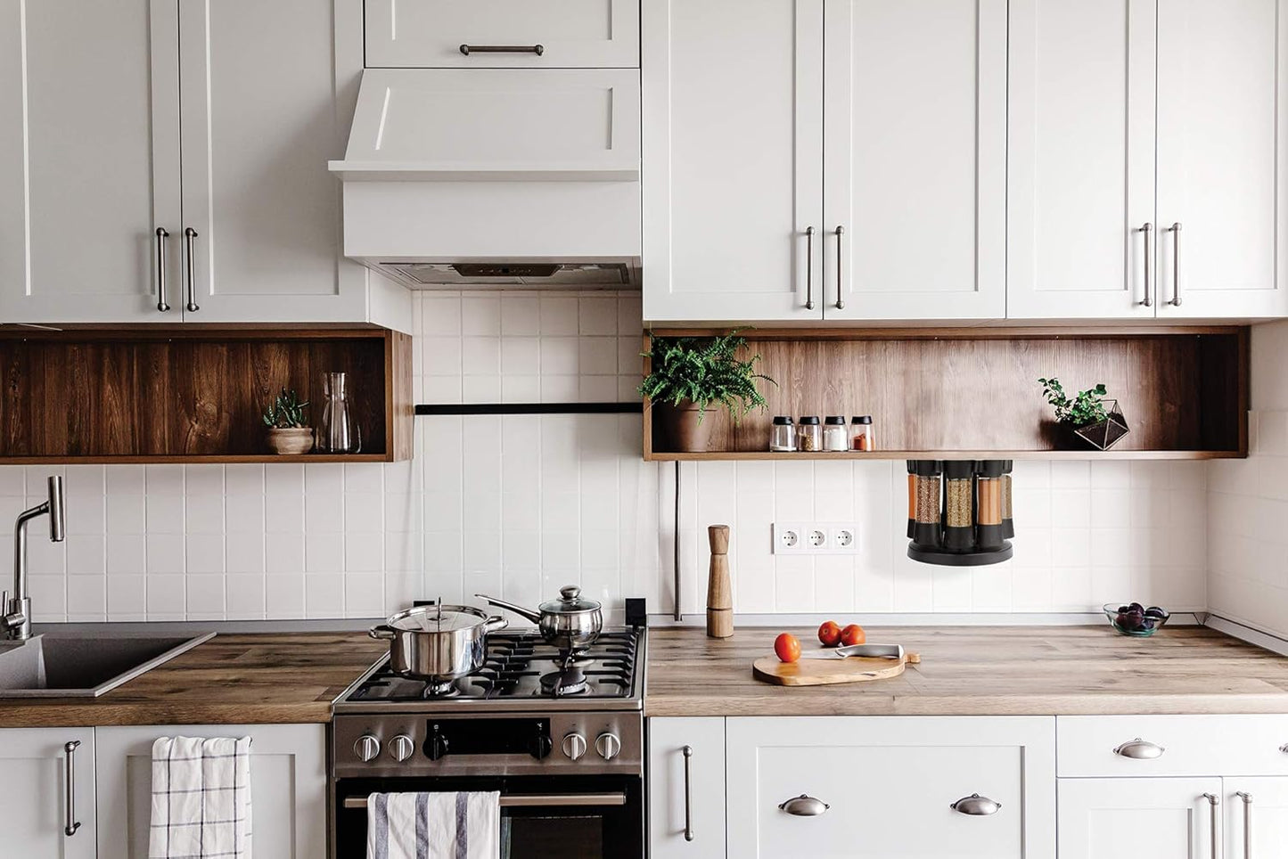 Kitchen Art Elite Auto-Measure Spice Professional 8 Compartments Black 7.45 x 7.45 x 8.25 inches