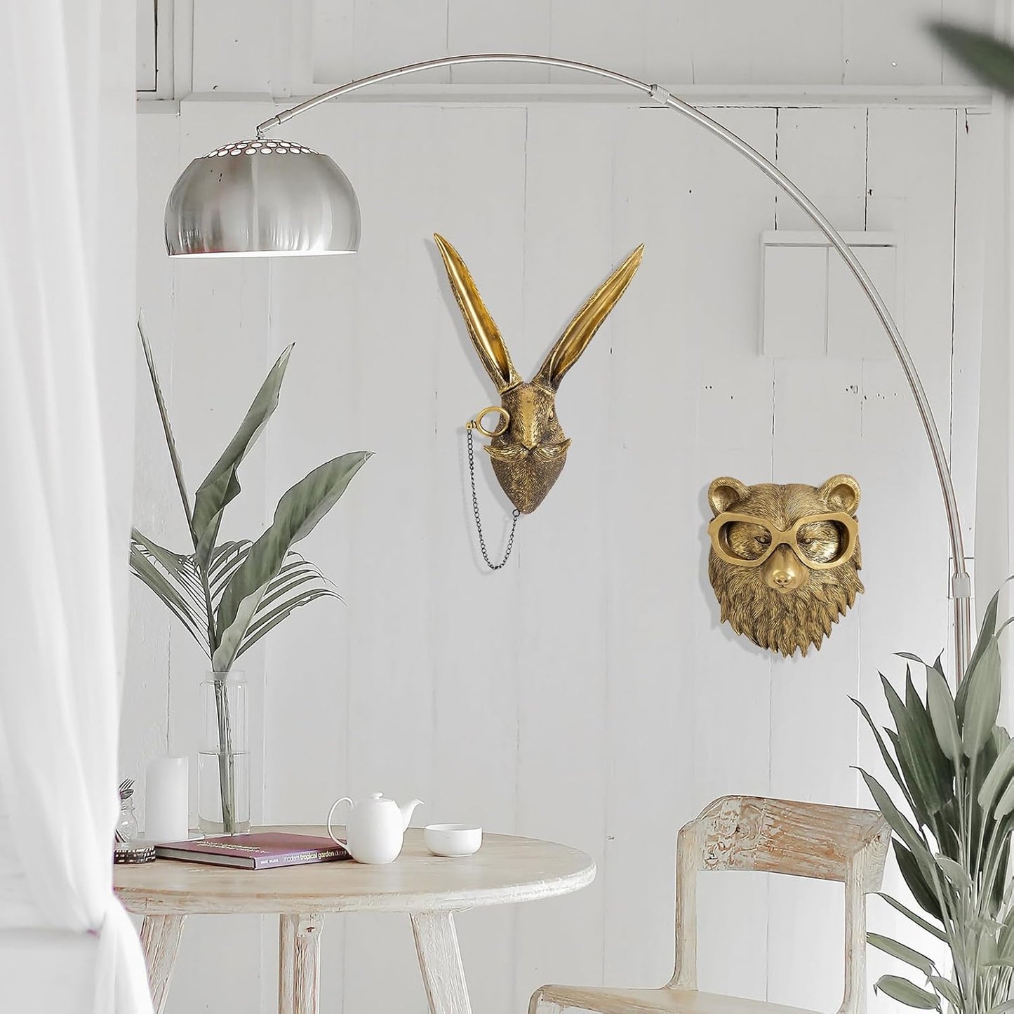 GUASDIE Animal Heads Wall Decor, Gold Vintage Decor Sculpture Resin Animal Head Wall Hanging Unique Art for Living Room, Bedroom, Kitchen, Gift, Home Decor, Bear