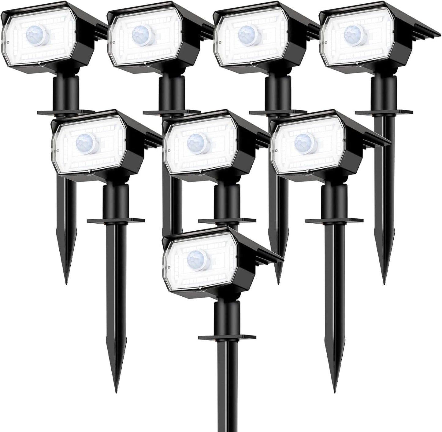 [ 8 Pack/56 LED ] Solar Lights Outdoor Motion Sensor, Spot Landscape Lighting with 3 Modes, Waterproof Spotlights Dusk to Dawn for Outside Yard Tree Garden Pathway Sidewalk Driveway, Cool White