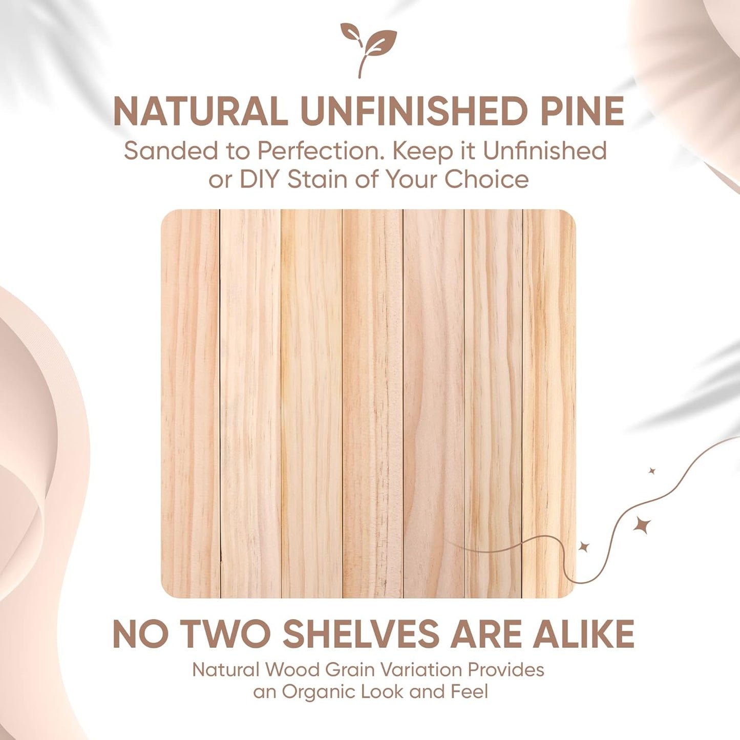 Homeforia 30 inch Wood Floating Shelves, High End Solid Natural Wood 30inch Floating Shelf for Wall, Unfinished Wooden 30 inches Floating Shelves, Heavy Duty Bracket, 30 X 6.5 X 1.75 in, Set of 2