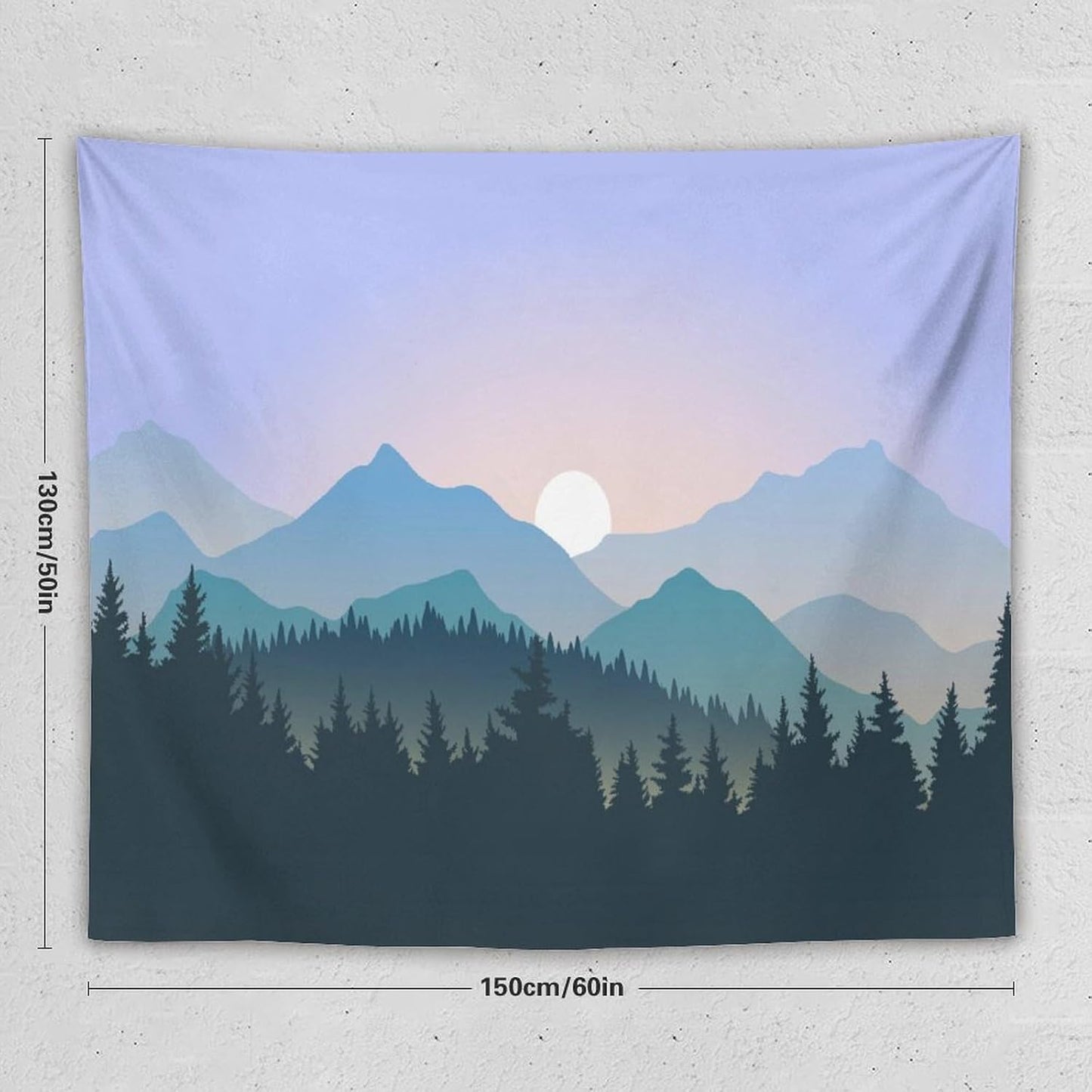 HZOHNAGO Mountain Tapestry Forest Mountain Sunrise Pattern Printed Wall Tapestry Wall Hanging for Bedroom Living Room Dorm 60" W x 50" H