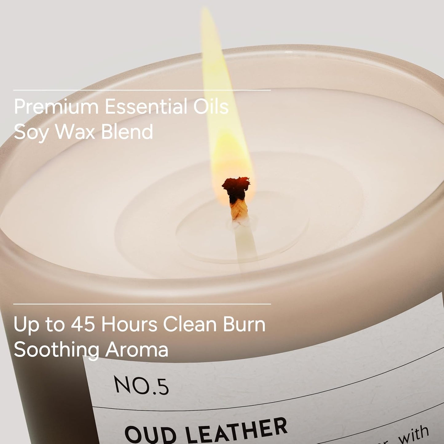 Oud & Leather Scented Candle, 11oz Aromatherapy Soy Wax Candles for Home Scented, Long Lasting, Oud Leather Scent for Home, Gifts for Men, Women, Friends, Teacher, Relaxation & Stress Relief