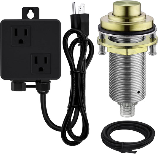 SinkTop Air Switch Kit with Brass Gold Long Button (Full Brass) for Garbage Disposal