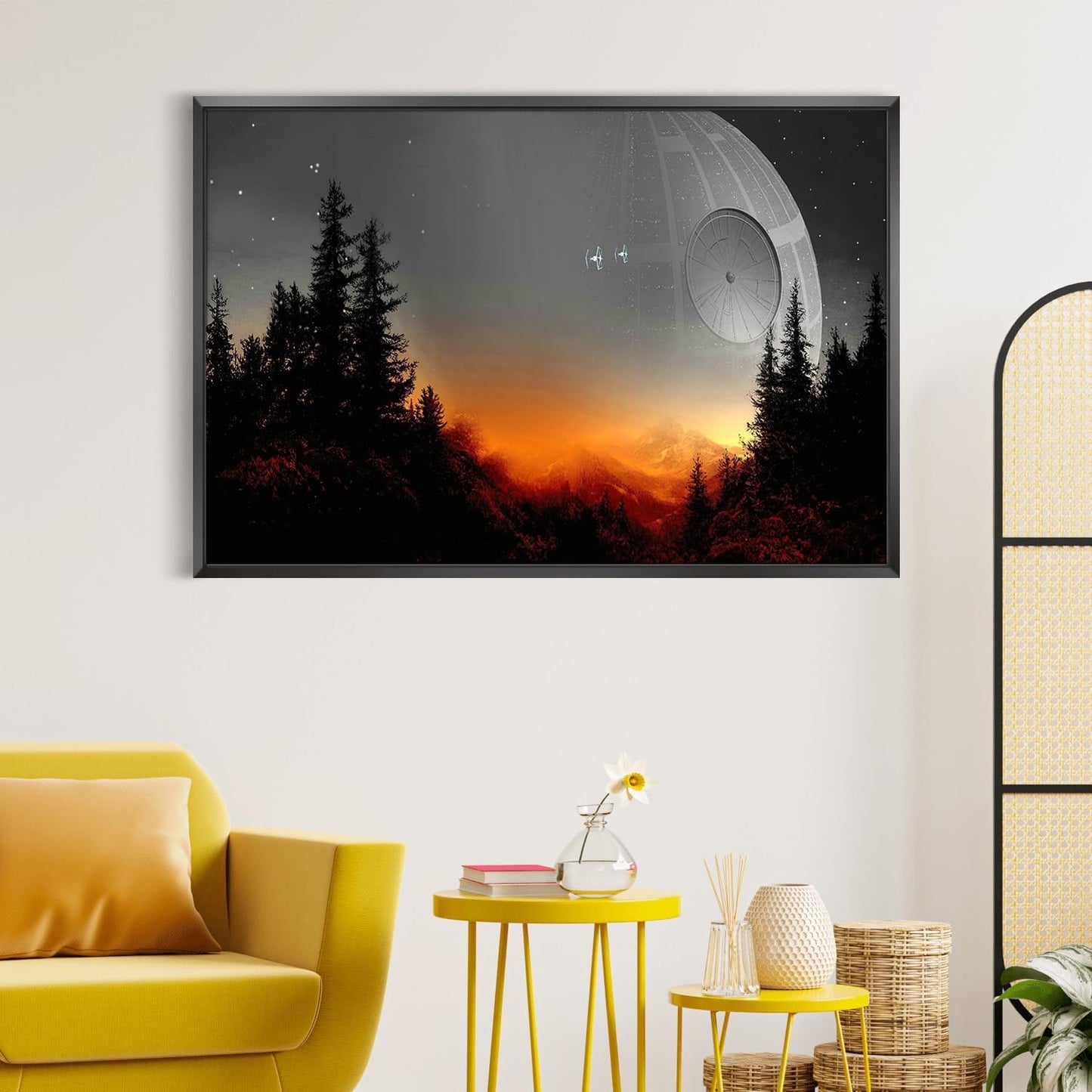 Death Star Inspired Canvas Print Wall Art | Futuristic Space Station Artwork | Smooth Surface Home Decor – Various Sizes (45in x 30in Gallery Wrapped)
