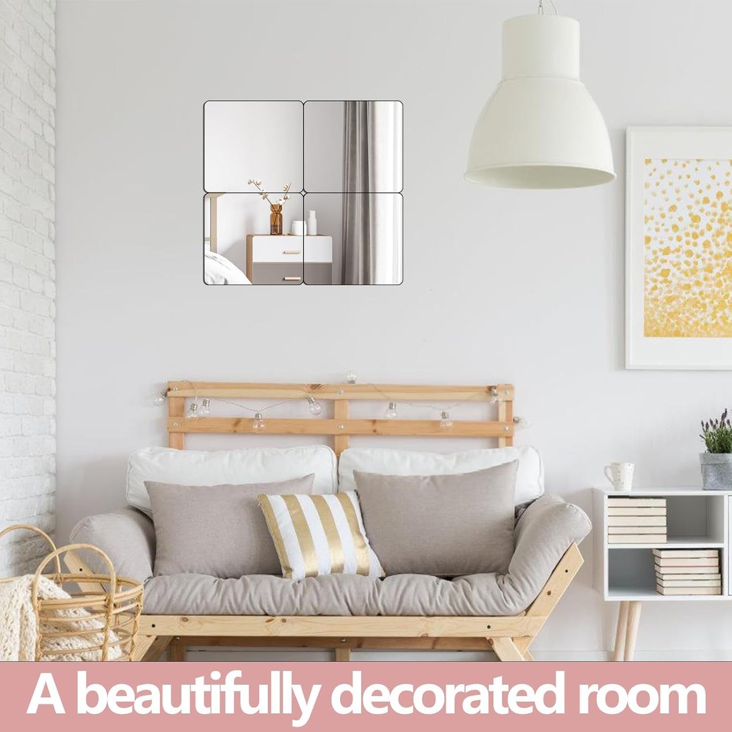 Unbreakable Full Length Wall Mirror,The Door Mirror,4Pack 13.5''x13.5'',Acrylic Mirror Kids,Shatterproof Plexiglass Long Mirrors for Bedroom Closet,Children Non Glass Stick on Mirrors