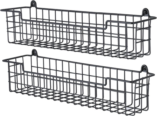 Spice Rack Organizer Wall Mount, Spice Organization Storage Shelf for Cabinet Door, 2 Packs Wall Spice Rack Saving Space for Kitchen, Black