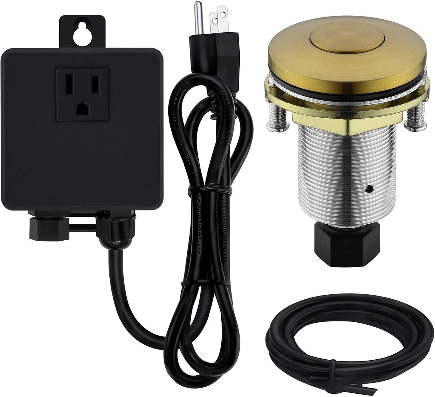 Garbage Disposal SinkTop Air Switch Kit with Stainless Steel Button, Champagne Gold