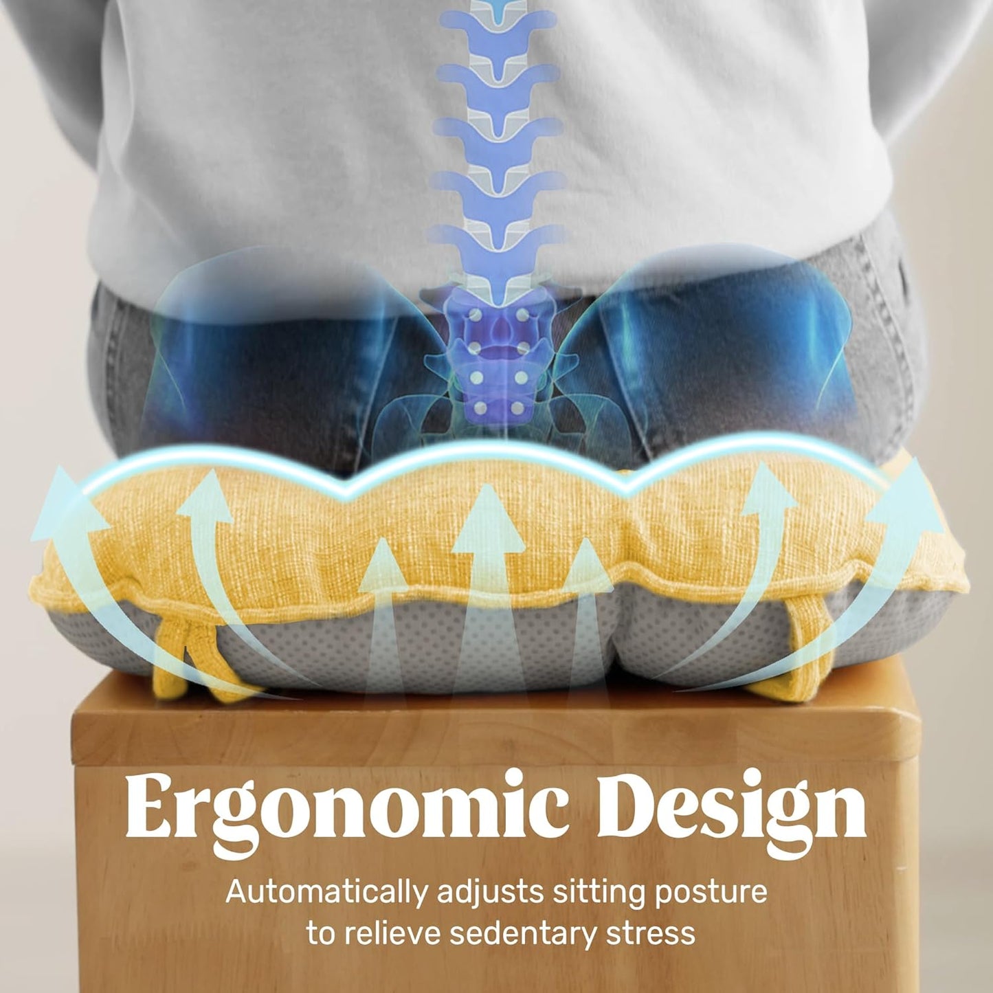 puredown® Chair Cushions for Dining Chairs, Tufted Memory Foam Chair Pads with Non-Slip Backing, Kitchen Seat Cushions with Ties, Washable Pads Set of 4, 15.5" x 15.5" x 4", Yellow