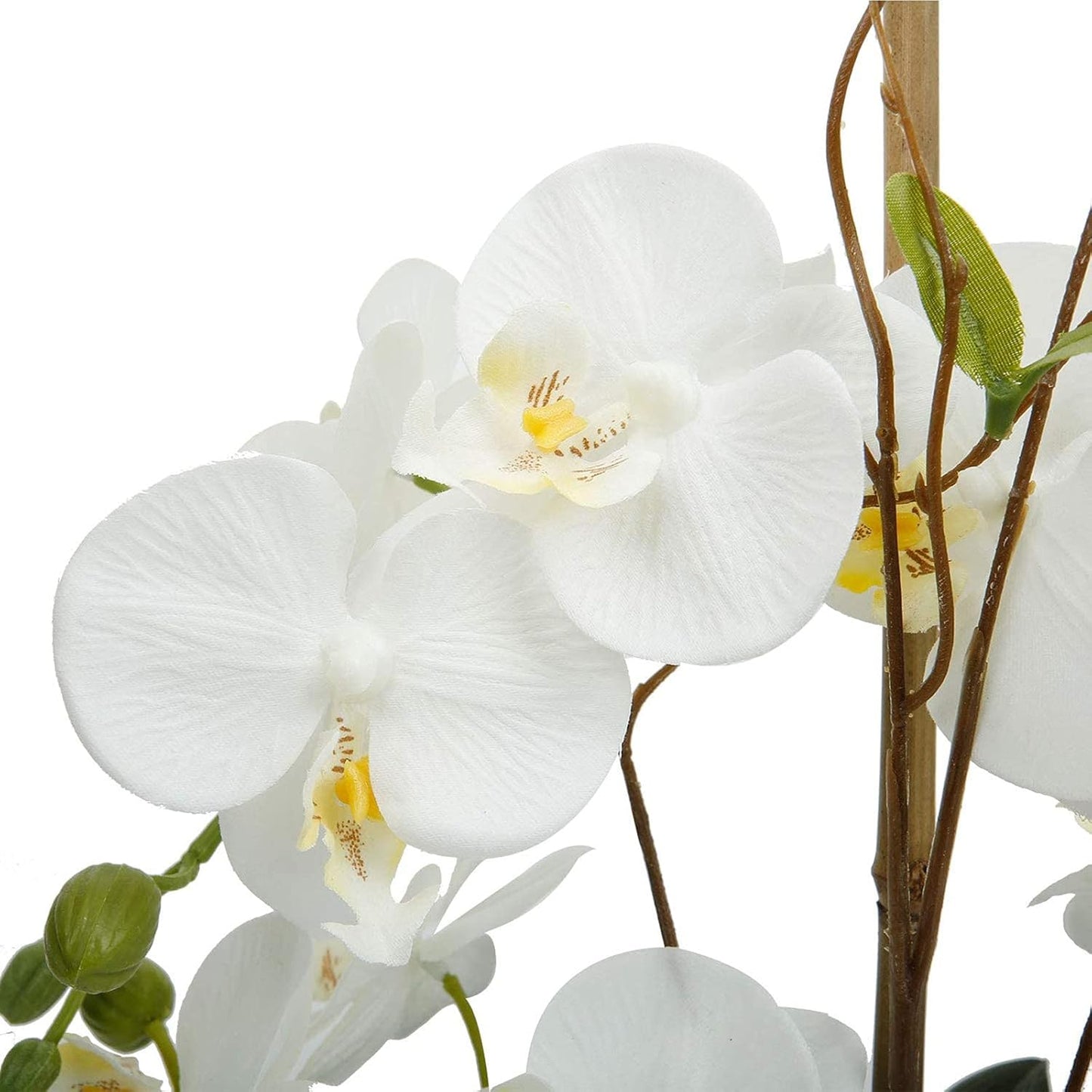 White Orchid Artificial Flowers with Gray Vase Large Silk Faux Phalaenopsis Flowers for Dining Room Table Floral Centerpieces Indoor Decoration