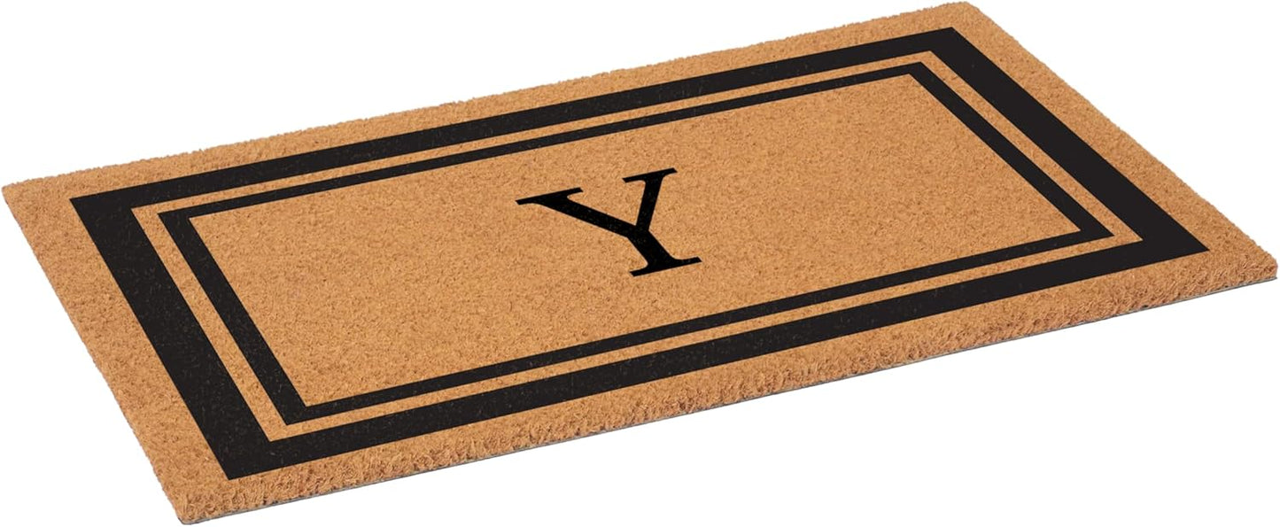 Calloway Mills 152962448 Black Border 24" x 48" Monogram Doormat (Letter Y)