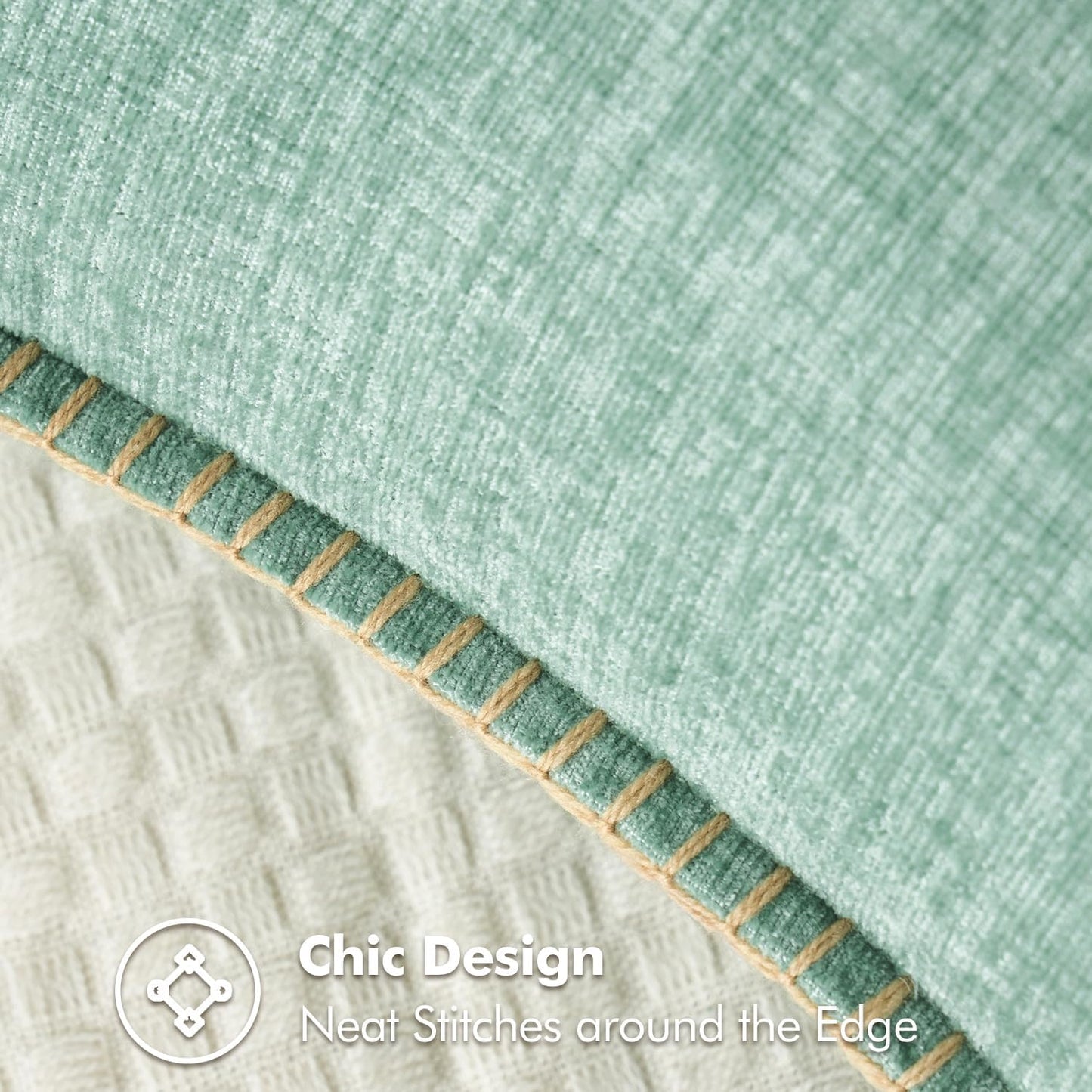 MIULEE Pack of 2 Couch Throw Pillow Covers 20x20 Inch Greyish Green Farmhouse Decorative Pillow Covers with Stitched Edge Soft Chenille Solid Dyed Spring Pillow Covers for Sofa Bed Living Room