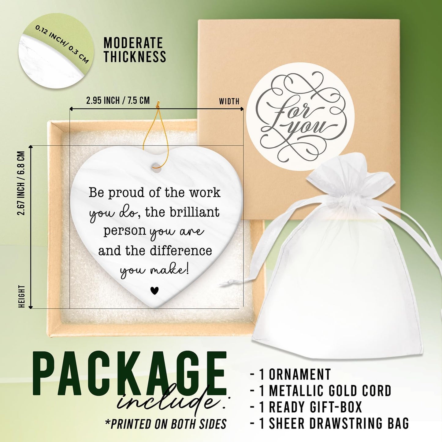 HEXMOZ Thank You Gifts - Appreciation Gifts for Women Men Coworkers Boss Teacher Nurse Mom - Retirement Farewell Leaving Going Away Gift Ideas - Be Proud of The Work You Do Christmas Ornament 2025