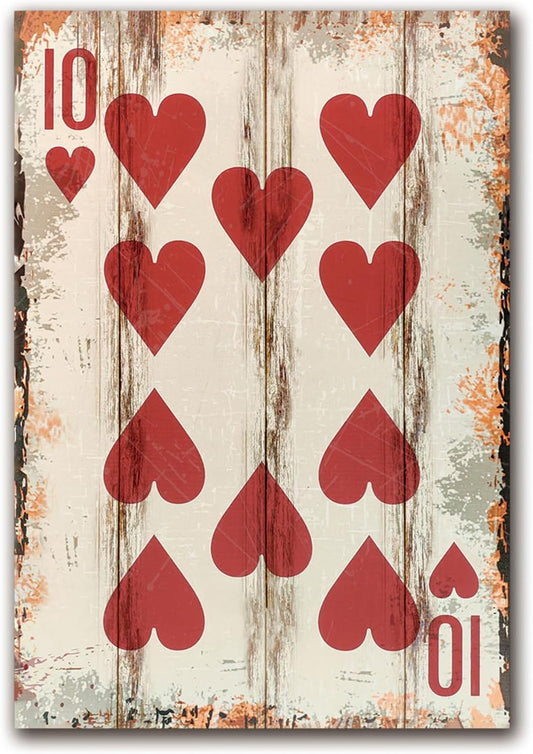 TREEPERI Poker Canvas Wall Art Print Ten of Hearts Game Room Wall Art Print Wall Decor Prints Poster With Framed