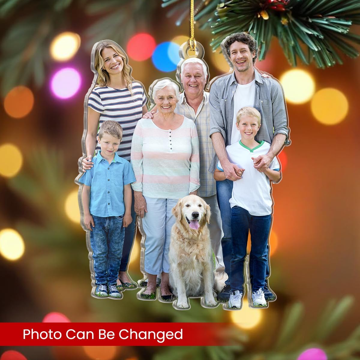 Personalized Custom Photo Acrylic Ornament - Christmas Hanging Decor for Family, Mom, Dad, Grandparents, Daughter, Son