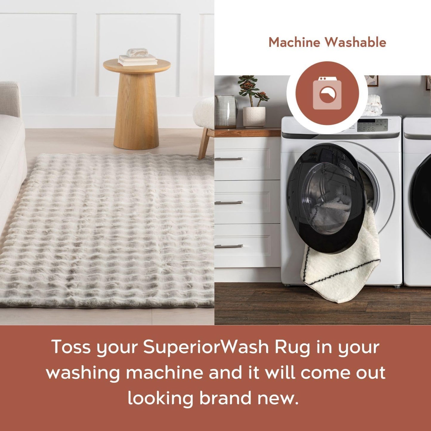 nuLOOM 5' x 8' Cozy Plush Area Rug, Machine Washable, Non-Slip, Soft Fluffy Shag Carpet for Living Room Bedroom Kids Room Nursery Home Decor, Jeni Grey