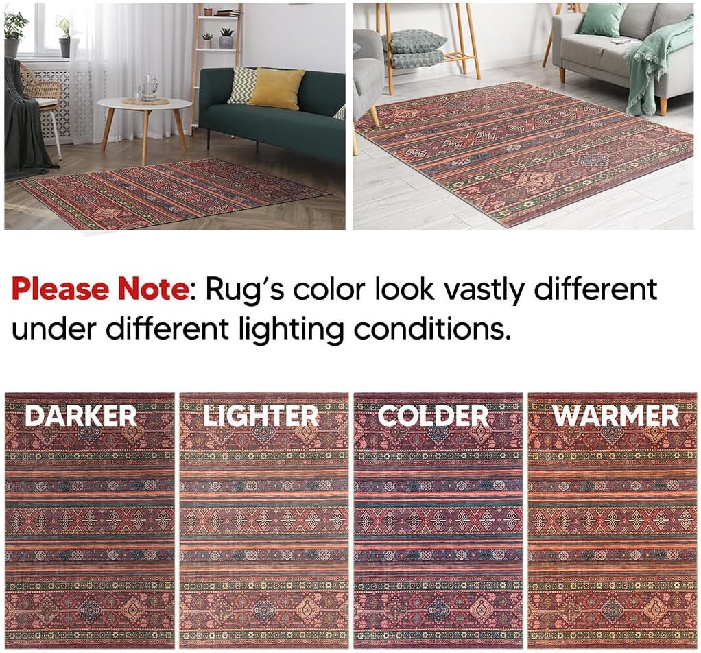 Keen Home Design 2x12 Rug - Machine Washable Runner Rug with Non-Slip Backing, Ideal for Hallway, Entryway, Kitchen, Laundry Room - Vintage, Easy Clean, Durable, Low Pile - (2'6" x 12')