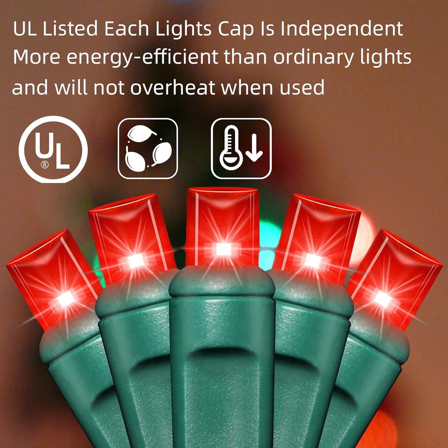 1200LED (24pk of 50L) String Lights, LED Christmas Lights, 6" SPACING,Green Wire, RED