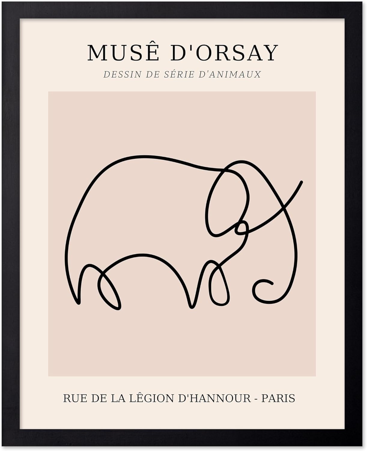 Poster Master Vintage Poster - Retro One Line Elephant Drawing Print - Elephant Art - Minimal Gift for Men, Women, Animal Lover - Abstract Wall Decor for Home, Office, 24x32 Unframed Wall Art