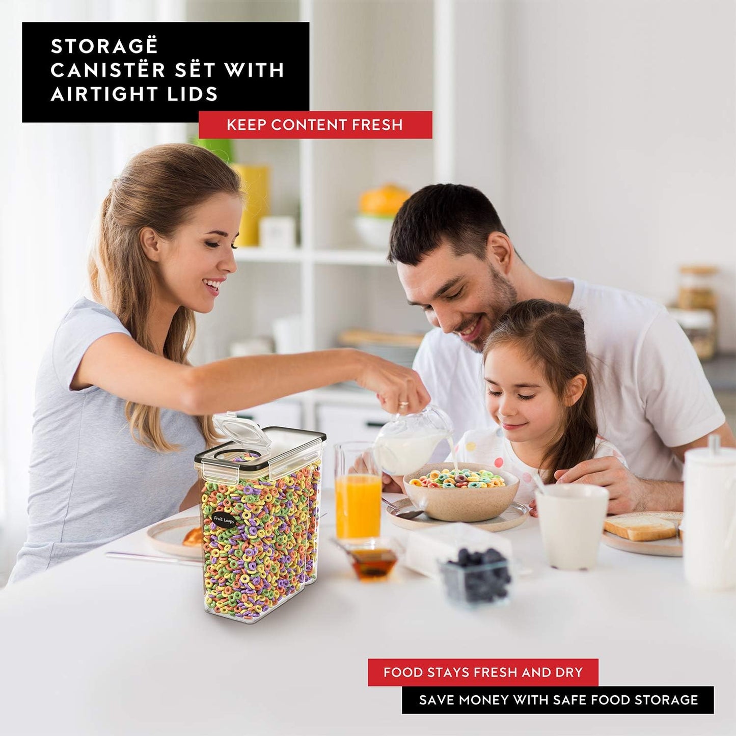 Cereal Containers Storage 2 Pack 135 fl. oz Cereal Dispenser Countertop, Airtight Food Storage Containers for Pantry Organization and Storage, Bpa-free Cereal Storage Container with Marker & Labels