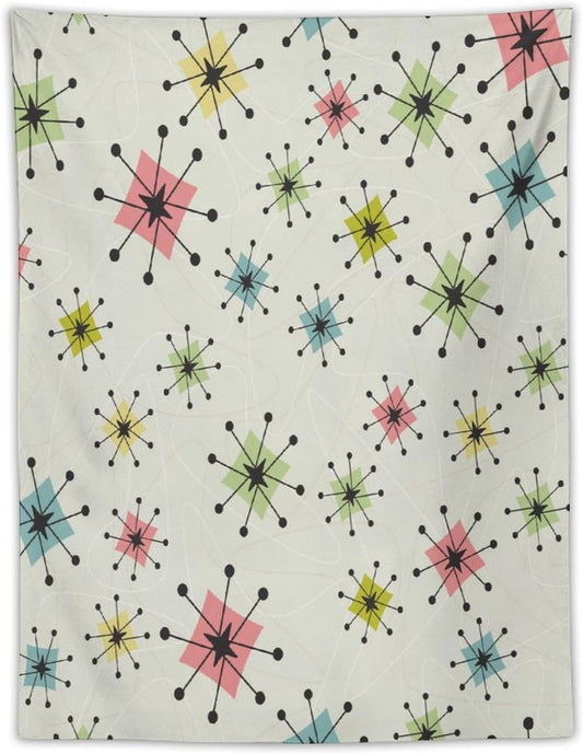 ICMOLYYENLO Abstract Cat Tapestry, Medieval Abstract Atomic Star Cat Vintage Home Wall Hanging Art Tapestry for Bedroom Living Room Dormitory 30x40 Inch