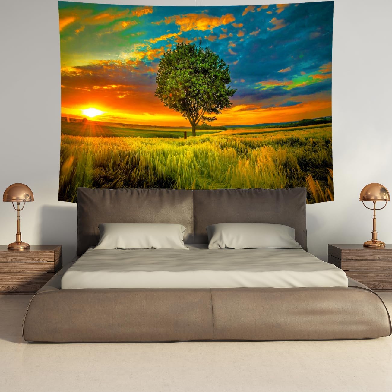 Delur Sunset Tree of Life Tapestry Forest Nature Landscape Wall Hanging Tapestry Scenic Tree Woodland Natural Sunrise Headboard for Bedroom Living Room Home Decor (70.8" x 92.5")