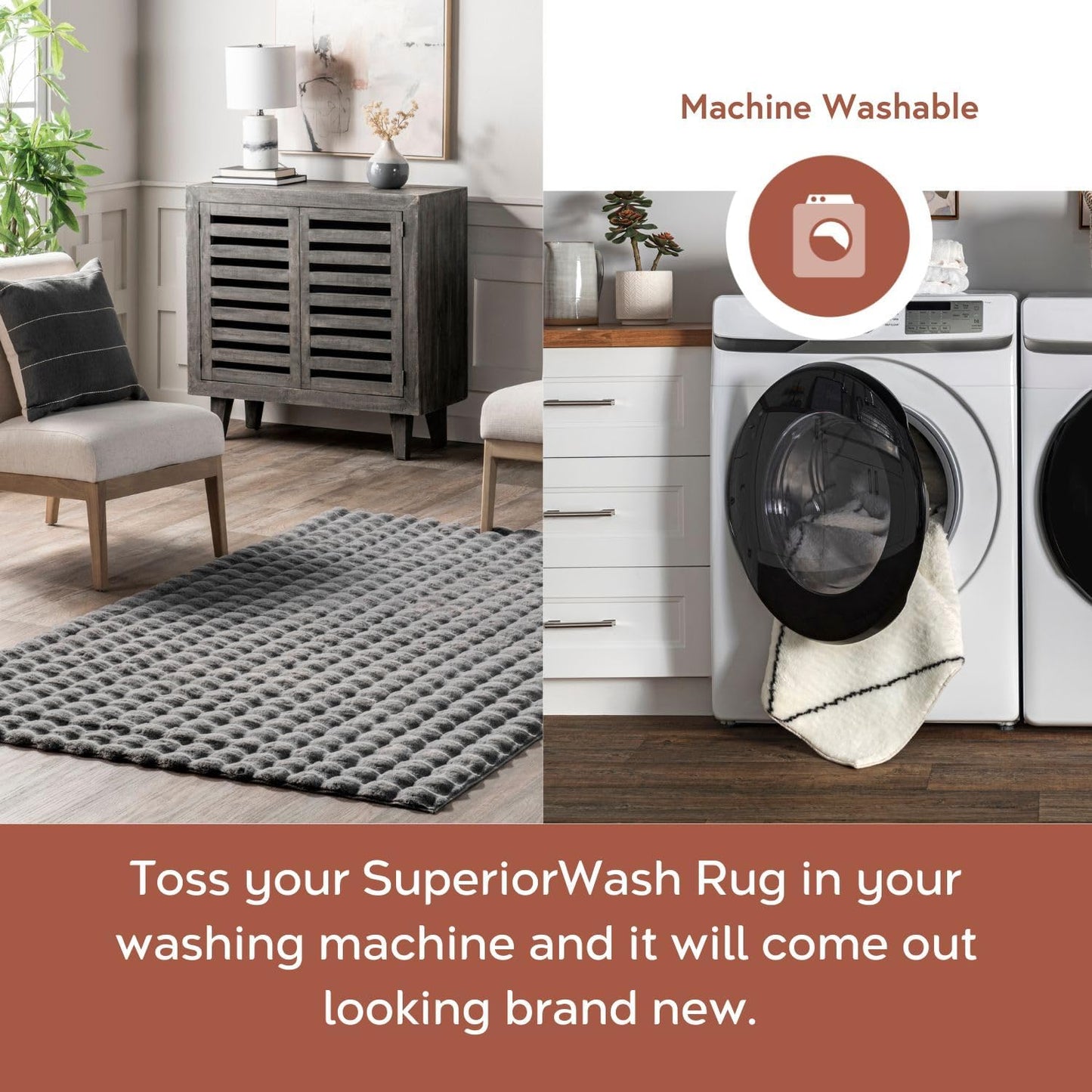 nuLOOM 3'9' x 6' Cozy Plush Area Rug, Machine Washable, Non-Slip, Soft Fluffy Shag Carpet for Living Room Bedroom Kids Nursery Home Decor, Jeni Dark Grey