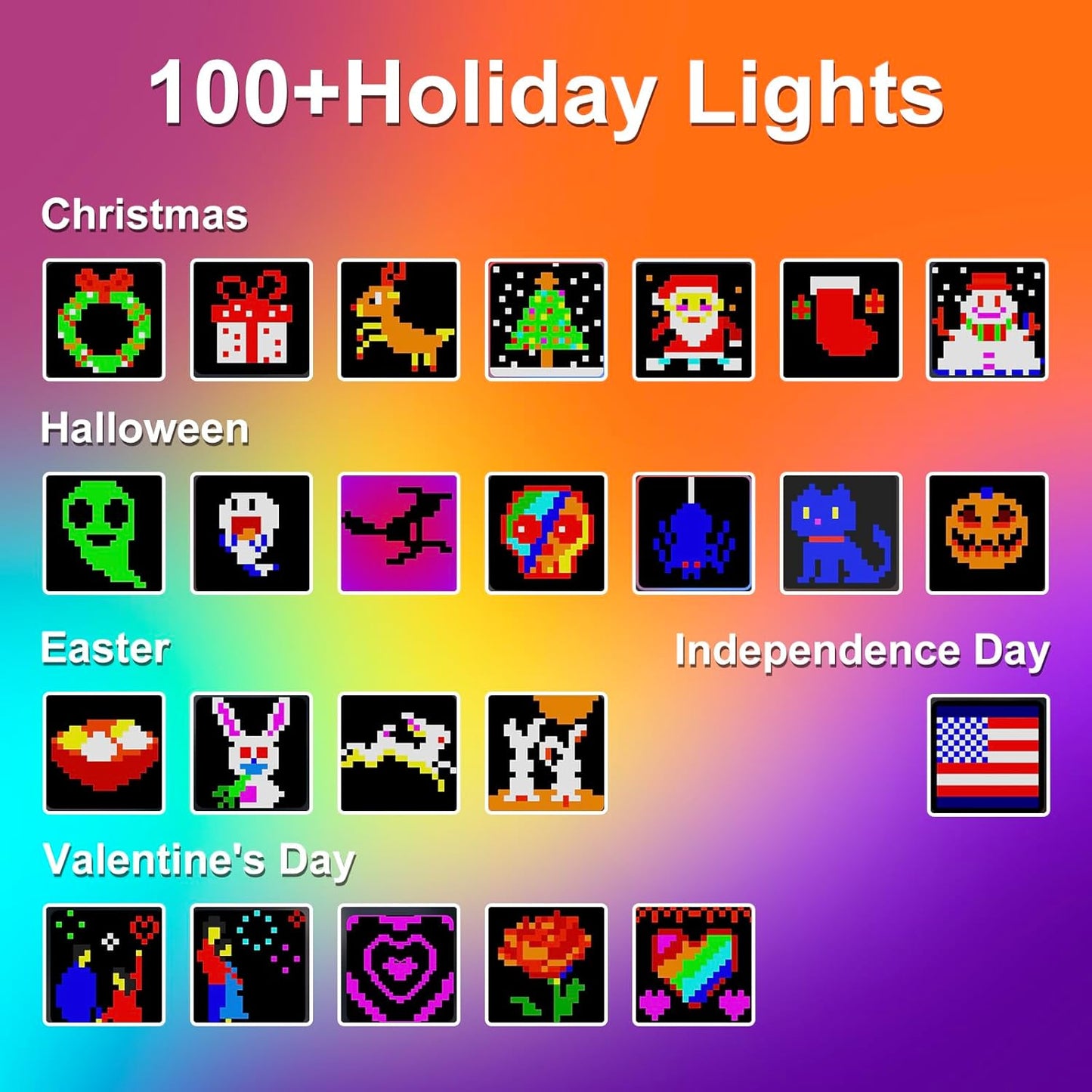 Smart Animated Curtain String Lights Remote APP Control 6.6 x 6.6Ft 400LED RGB Color Changing Waterproof DIY Hanging Window Fairy Light Programmable Music Sync for Christmas,Halloween,4th of July