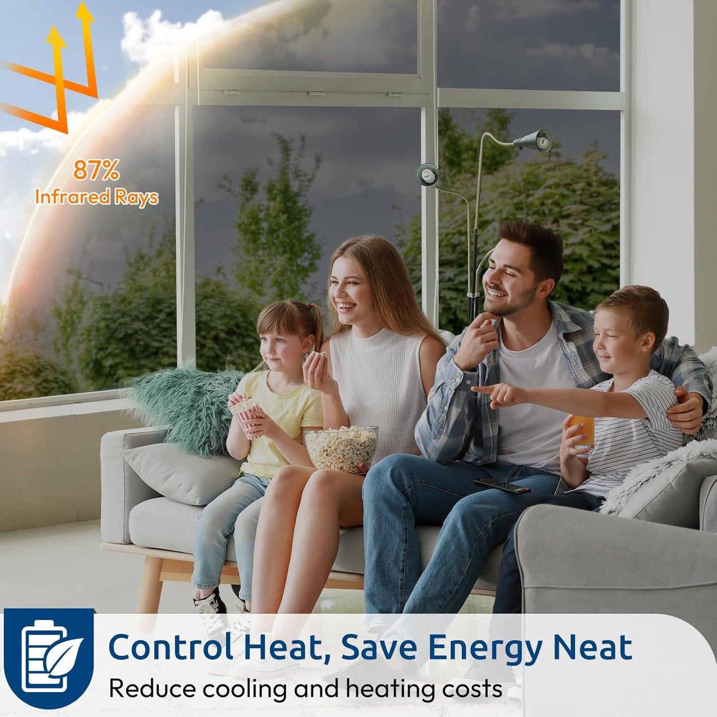 rabbitgoo Window Privacy Film One Way Window Tint for Home, Removable Reflective Heat Sun Blocking Anti UV Glass Door Covering, Mirror Tinting Film House Office, 23.6 in X 6.5 Feet, Black Silver