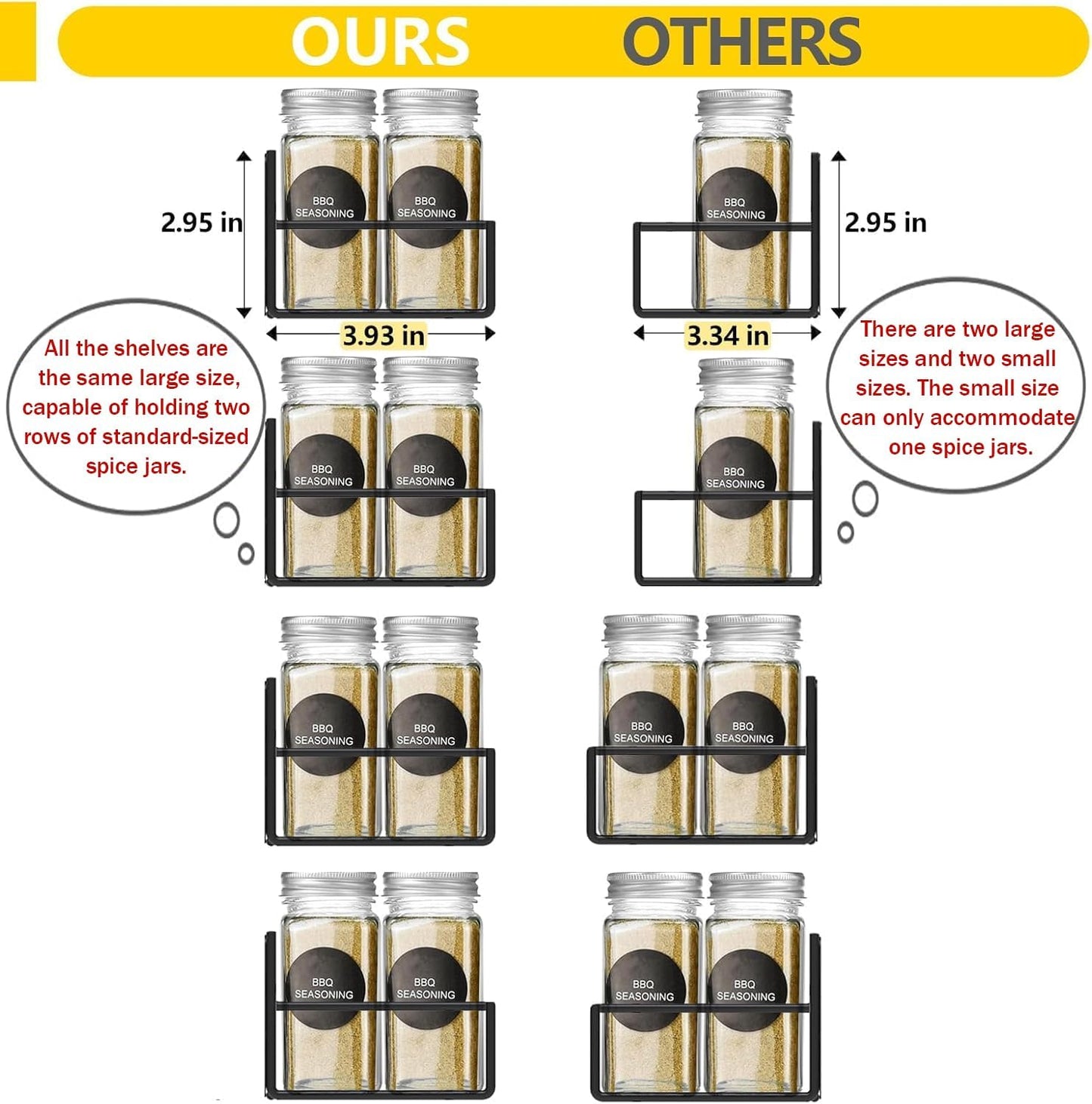 Magnetic Spice Rack Organizer for Fridge Seasoning Organizer for Kitchen storage with Screw or Adhesive Hanging,Magnetic Shelf with Hook for Refrigerator and Oven (Black, 5pack&12pcs)