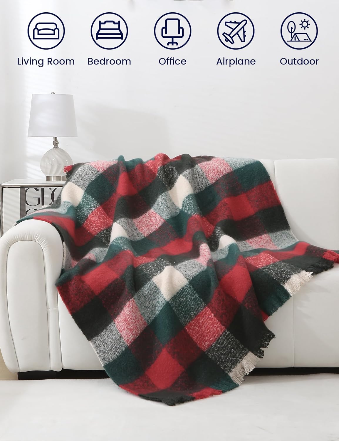 ZonLi Christmas Plaid Throw Blanket, Decorative Blankets