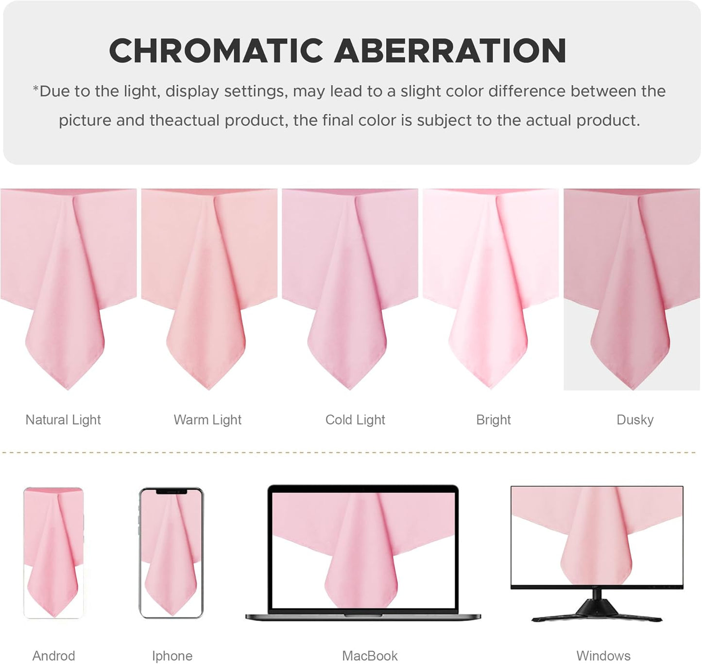 sancua Rectangle Tablecloth - 60 x 84 Inch - Stain and Wrinkle Resistant Washable Polyester Table Cloth, Decorative Fabric Table Cover for Dining Tables, Buffet Parties and Camping, Pink