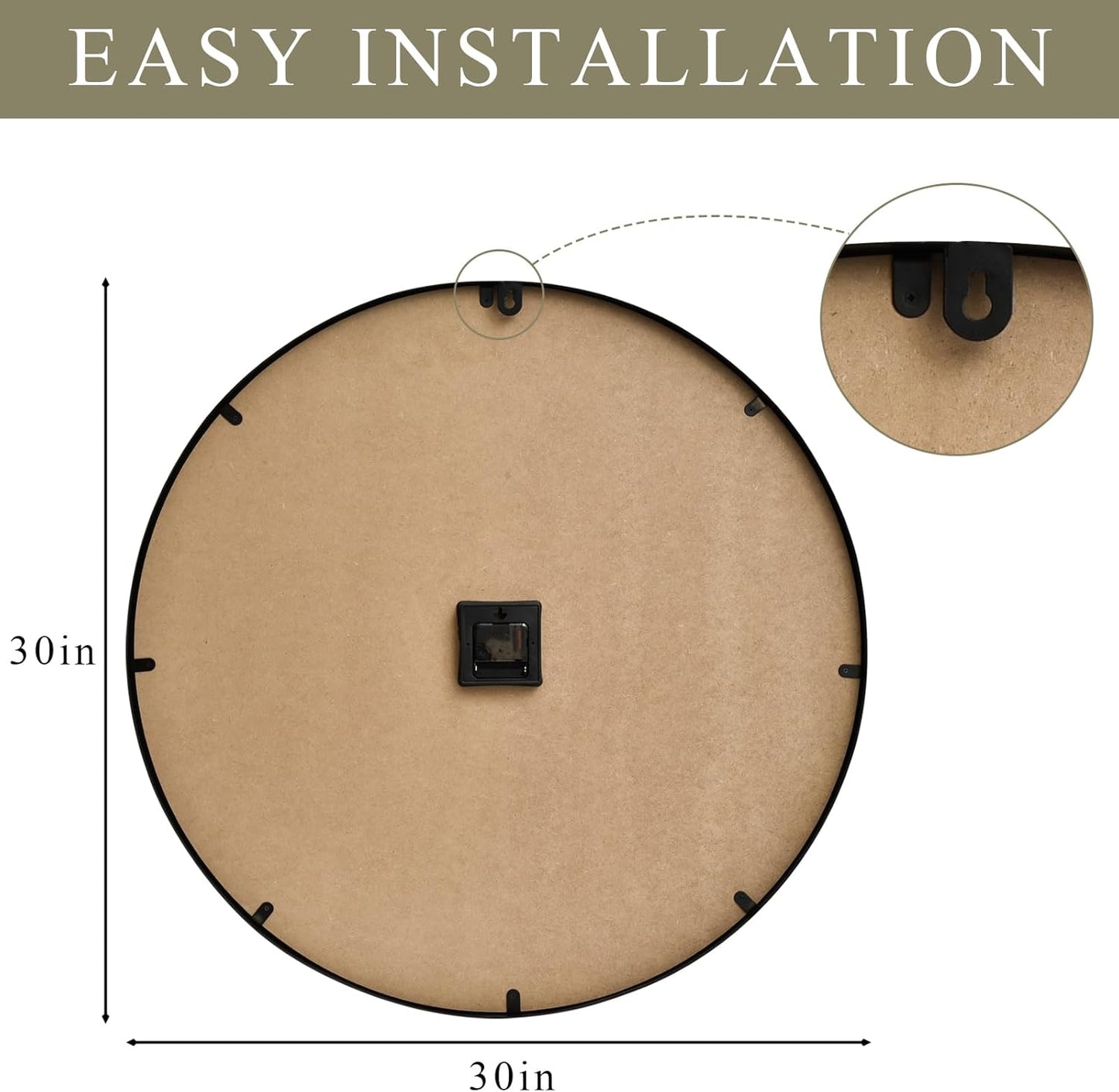 30 Inch Large Wall Clock Farmhouse Style - Black Silent Non-Ticking Rustic Decor for Living Room, Kitchen, Bedroom