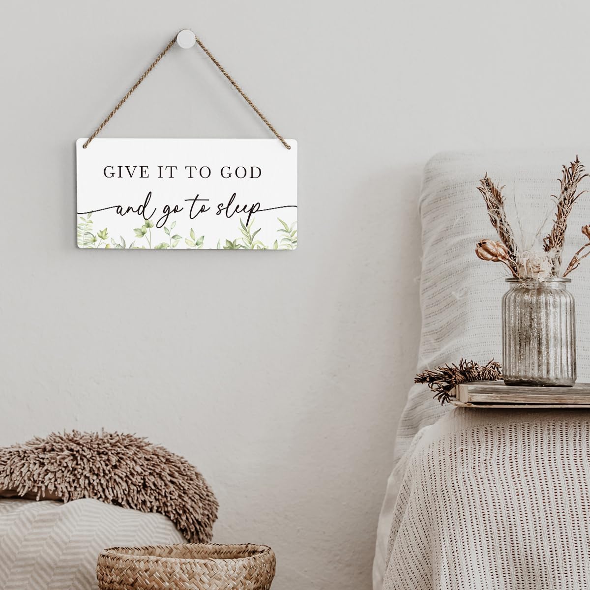 Christian Decor Give It to God And Go To Sleep Sign Rustic Bible Verse Sign Scripture Printed Wood Sign Wall Art Religious Gifts Faith Based Gifts